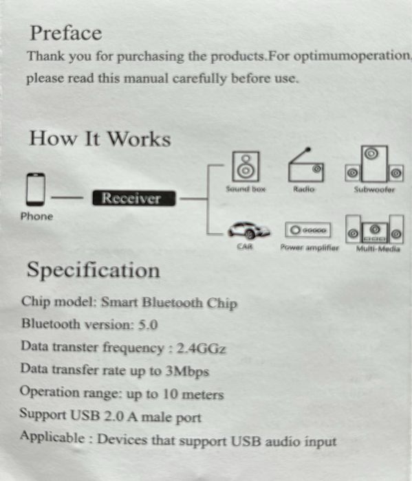 Продавам чисто ново Bluethoot ресивърче за музика