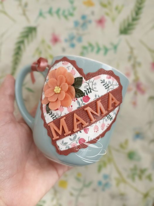 Чаши с полимерна глина Сърце С обич/Мама/За теб