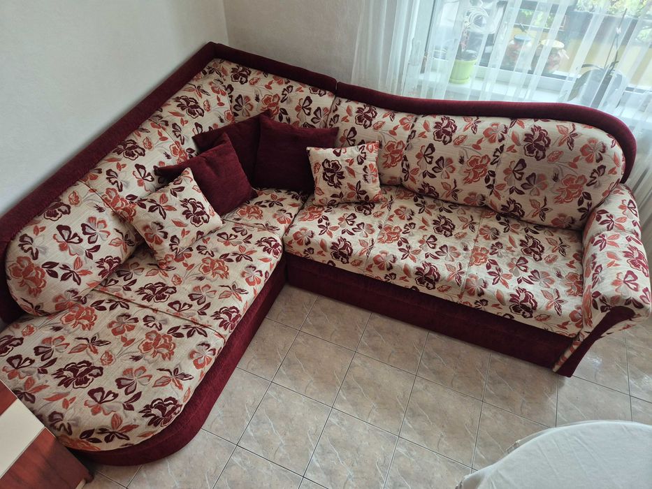 Диван, Ъглов, Ляв, Червено бежав