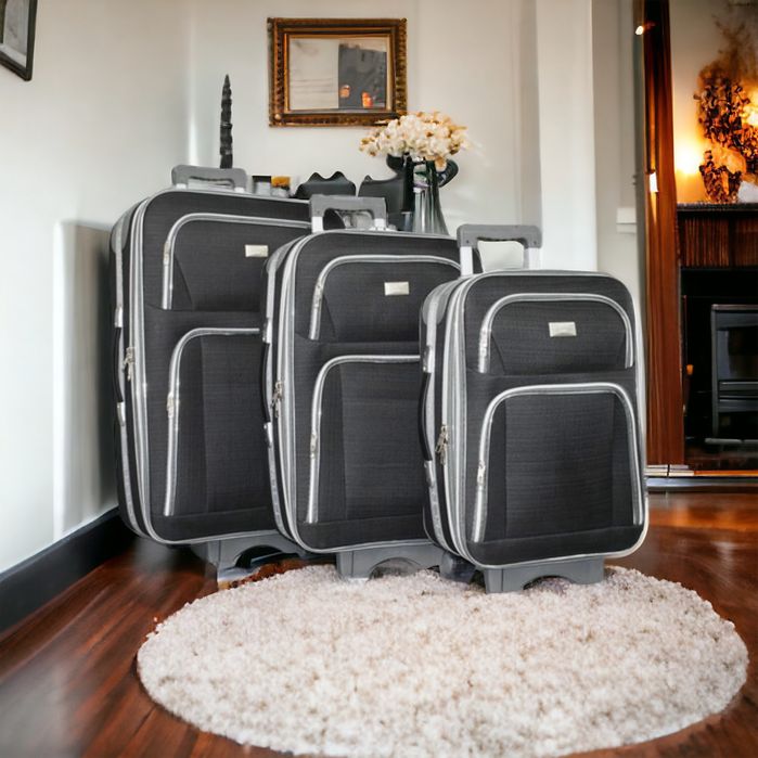 Комплект пътнически куфари 3бр Текстилни 3 колела разширяем 5см