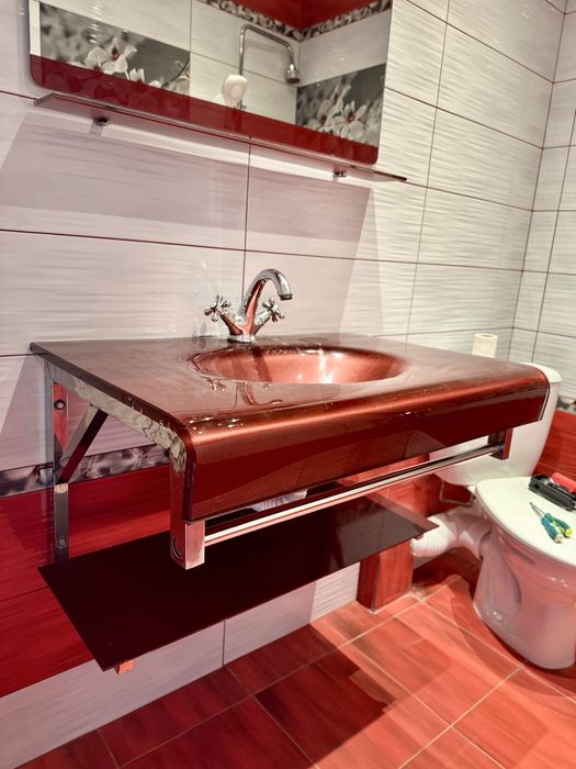 Комплект мивка от стъкло и огледало