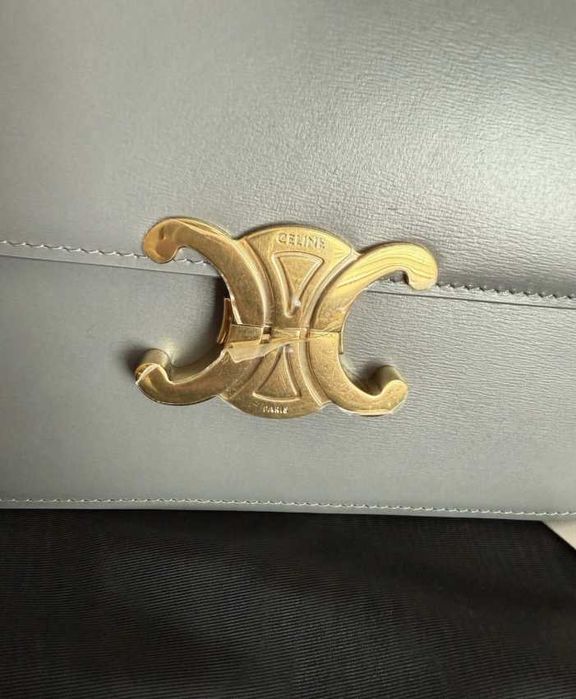 Geantă Celine Triomphe Gri, Piele netedă