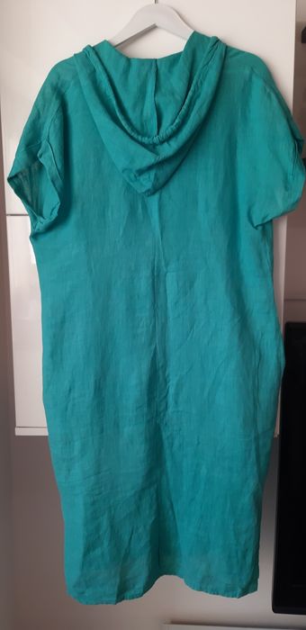 Rochie din in 100%verde smarald L
