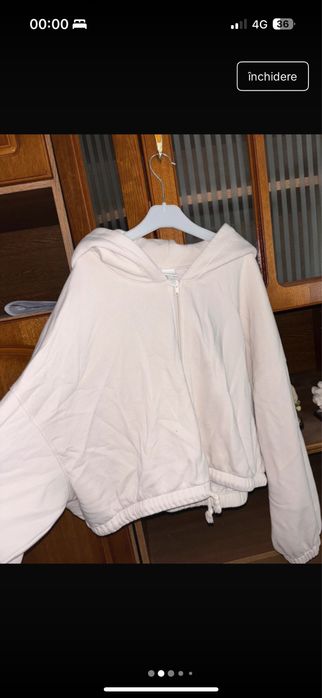 Hanorac H&M crem oversized crop - comfy fit | mărimea XL
