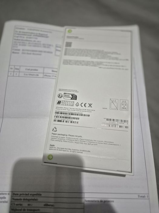 Iphone 17 Pro Max 256gb - Sigilat - Liber de rețea - Blue - Factura