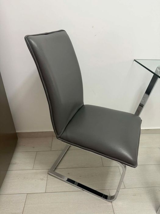 Set masa bucatarie sticla securizata 10mm + 4 scaune, crom, 130x80