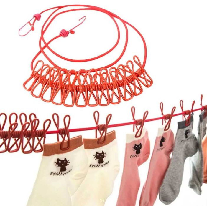 Сушильная веревка для одежды, выдвижная, переносная