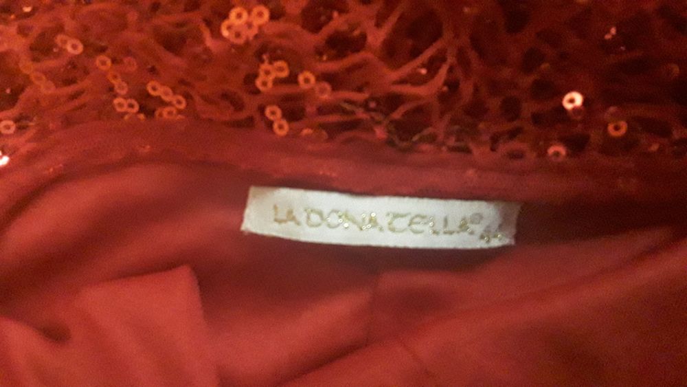 Rochie de ocazie rosie dantela cu paiete - marime 44