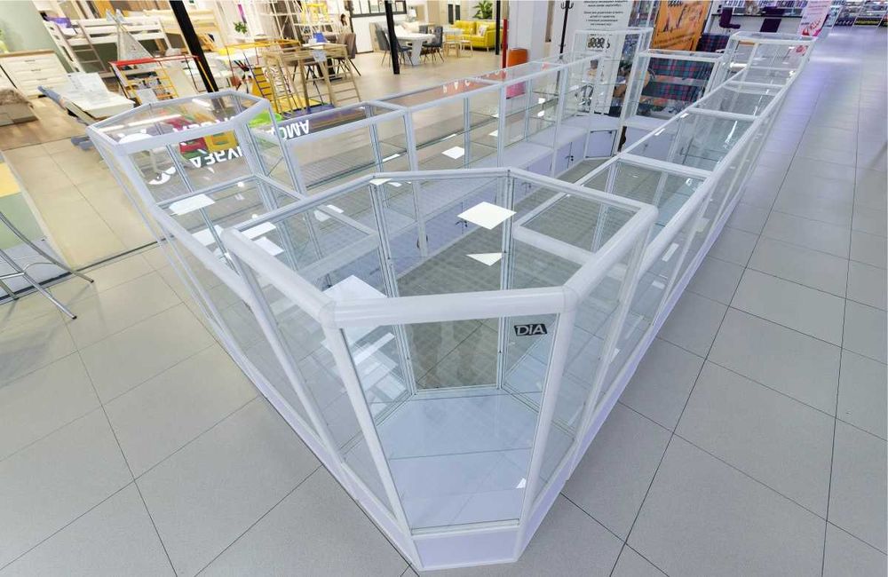 Прилавок витрина стеклянная из профиля, оборудование для магазина tavp
