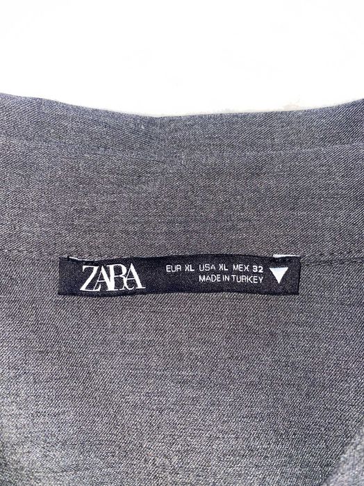 Zara дамски елегантен гащеризон с риза и къси панталони, дълъг ръкав, яка, джоб на гърдите, колан на талията, тъмносив, размер XL