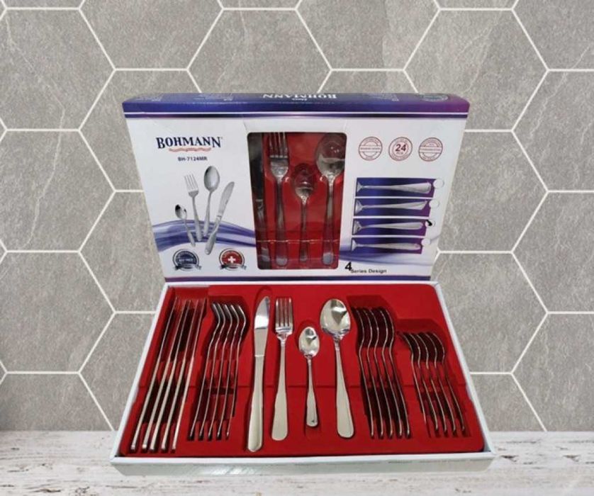 Прибори за хранене 24части в кутия Bohmann, BH 7124,Неръждаема стомана