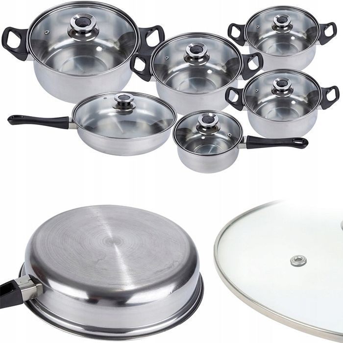 Комплект тенджери от Неръждаема Стомана – 12 части с капаци