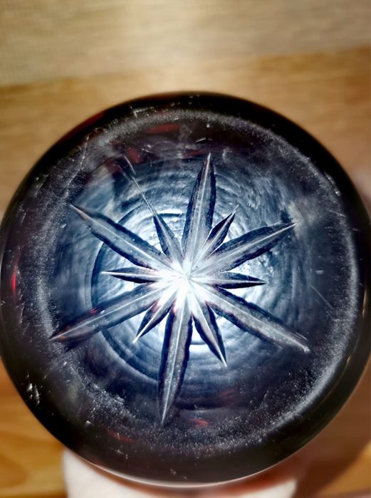 Антикварена кристална ваза червено черена рядка BAZAU PERLA LUX