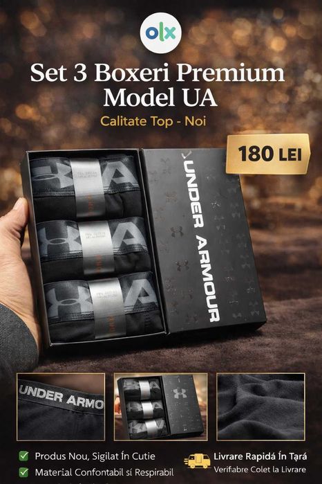 Set 3 Boxeri Premium Under Armour – Calitate Top – Noi