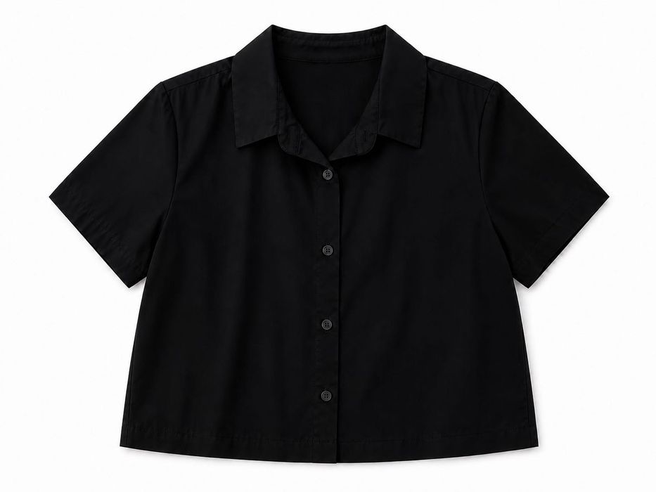 Стилна дамска риза Crop Fit - oversize модел  в черно и циклама
