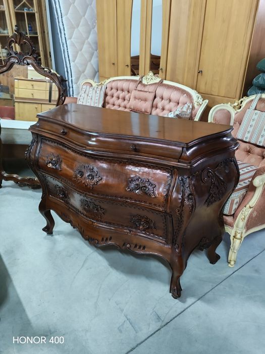 Dormitor - Pat - Comoda - Noptiere - Oglindă - Lemn Masiv - Vintage