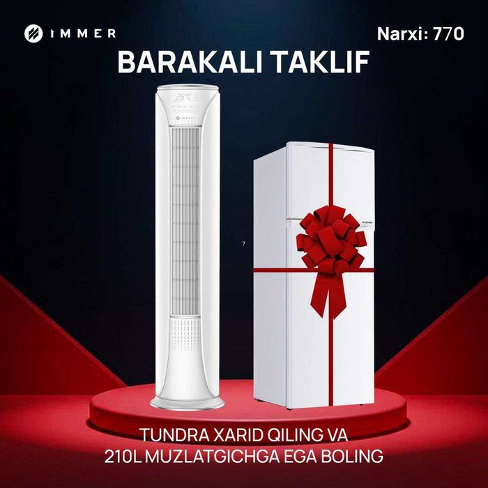 Колонный кондиционер Immer TUNDRA Silver 24 Inverter 100% есть