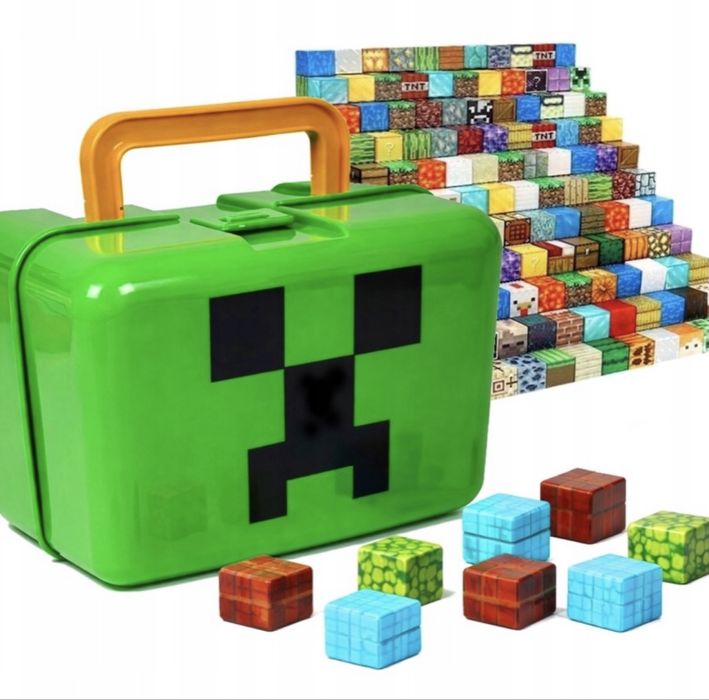 ПРОМО! Куфарче с 92 Магнитни кубчета Майнкрафт, Minecraft magnetic blocks