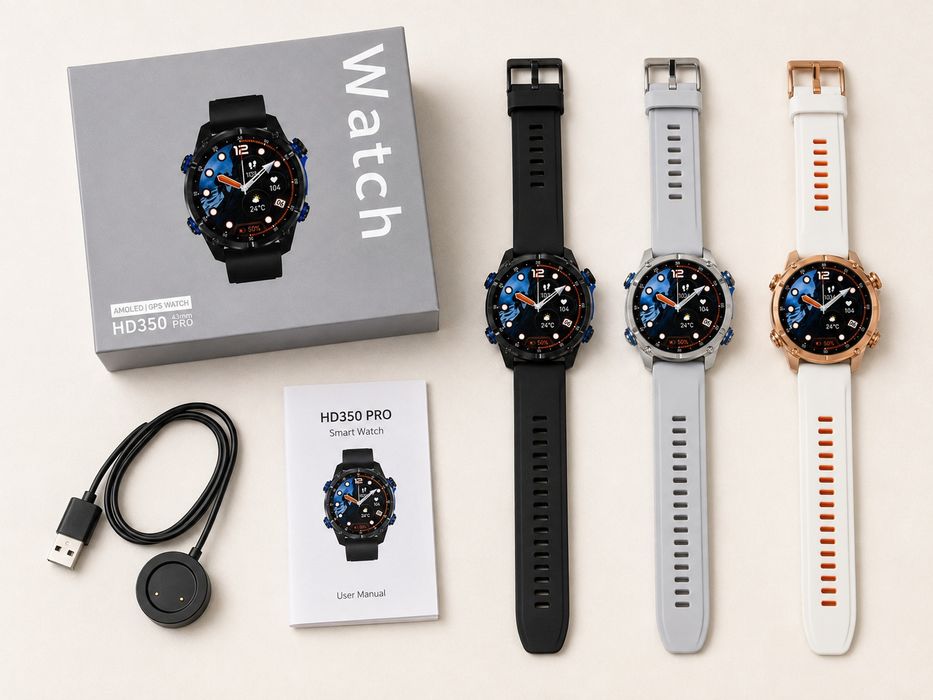 Смарт часы HD350 PRO AMOLED GPS 43 мм Smart Watch Android iPhone