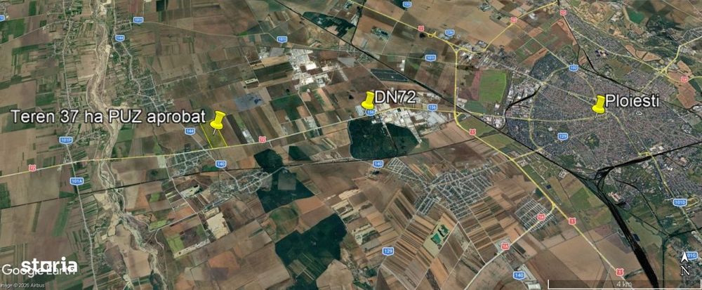 Teren 37 ha | PUZ aprobat– Ploiesti Vest Industrial Park | DN72 + A3