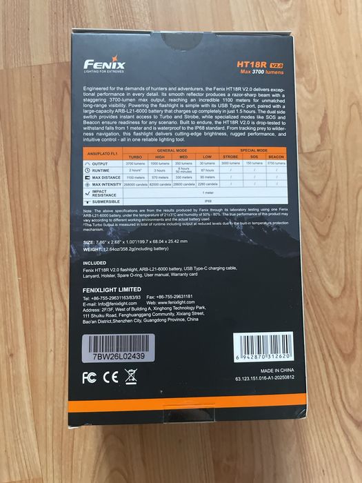 Lanterna Fenix 3700 lumeni 1100m Fenix HT18R V2.0 nitecore olight edc