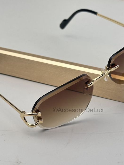Ochelari de Soare Cartier Premiere Gold Brown CT0468S Noi Full Box [Verificare Colet]