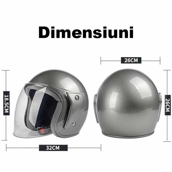 Casca Scuter/Moto/ATV Open Face, Marime Universala, Viziera, Gri