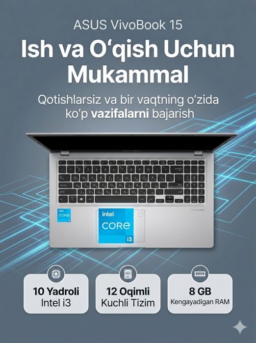 ASUS VivoBook  sotiladi yengi kop ishlamagan