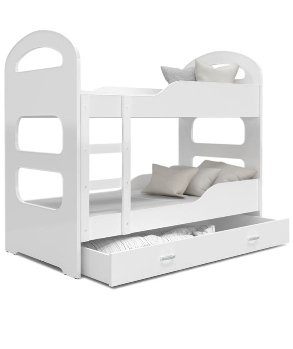 Pat supraetajat Eurotel Dominik, 160x80 cm, 2xSaltea inclusa, MDF, Alb