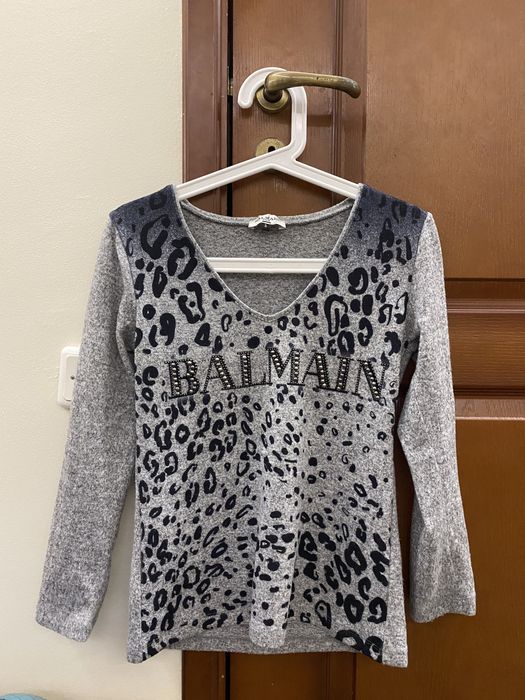 Блуза с дълъг ръкав сива BALMAIN