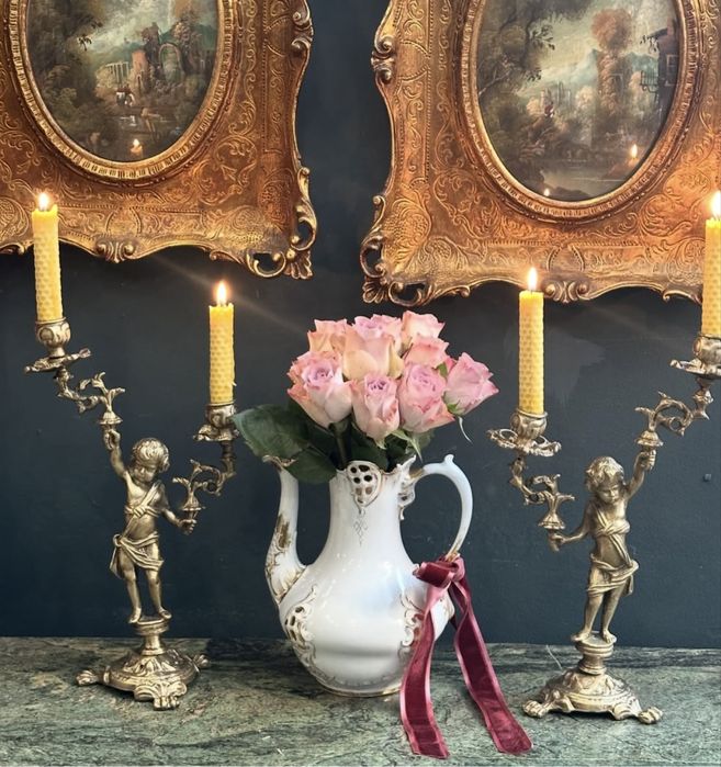 Pereche sfesnice bronz cu ingerasi