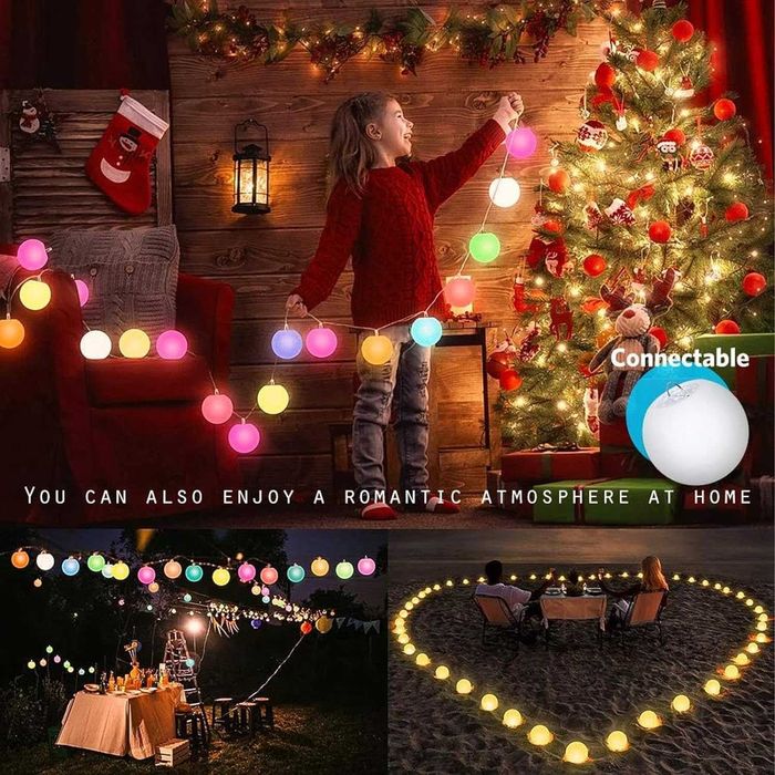 Комплект от 2 бройки плаващи светещ се топки за басейн