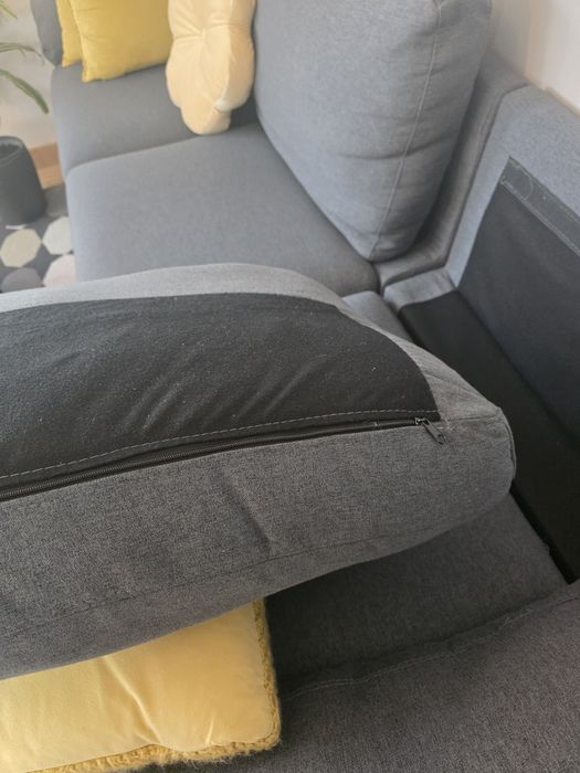 Диван с лежанка.Сив цвят