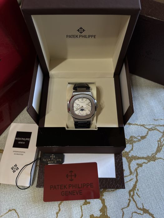 Луксозен мъжки часовник Patek Philippe – бял циферблат