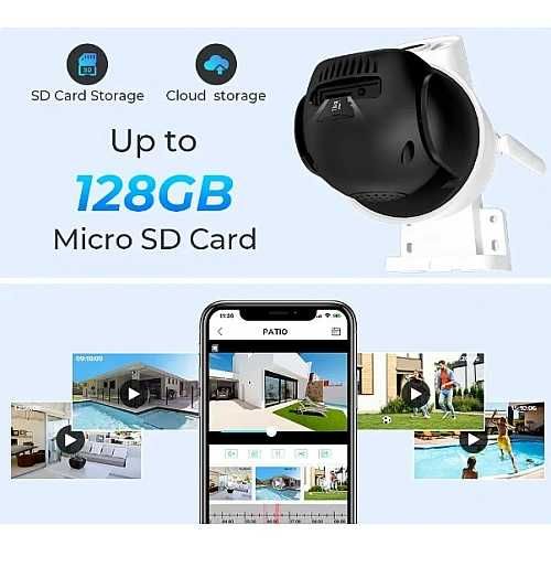 Двойна камера двупосочно видеонаблюдение през телефон с 4К резолюция