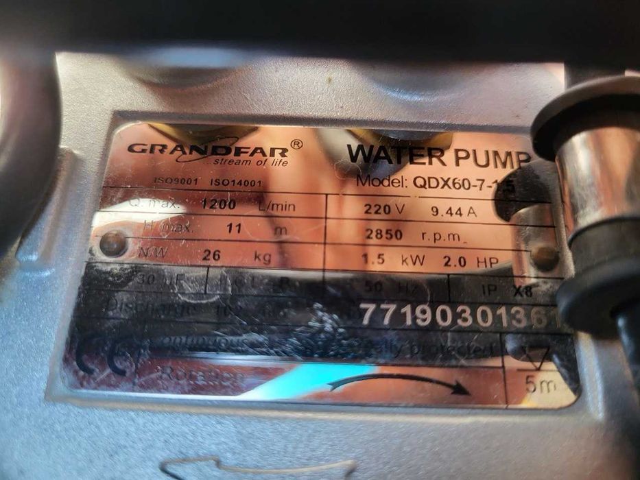 GRANDFAR suv nasosi (QDX60-7-1,5)