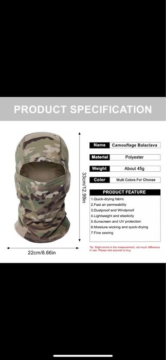 Cagula moto air soft ski snowboard tactica