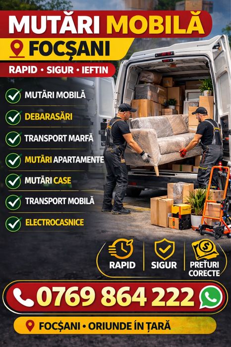 Transport MARFA, MOBILA,SACI,mutari bunuri personale , PRET NEGOCIABIL