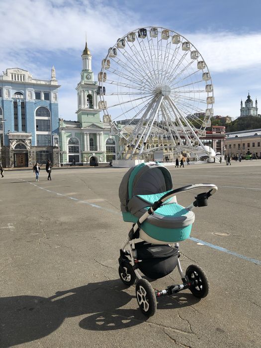 Коляска 3 в 1  зеленая Adamex