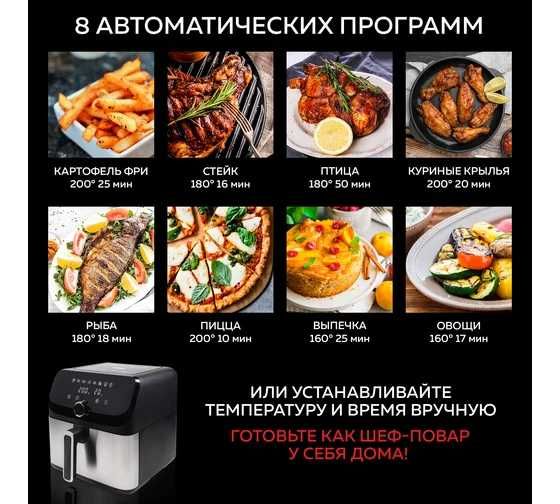 Аэрогриль GFGRIL 7,5 л, 2 года гарантии, доставка на дом бесплатно.