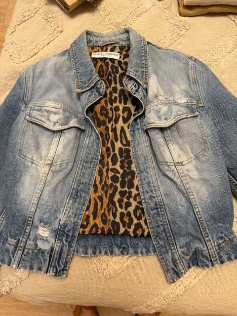 Geaca denim DG cu captuseala animalprint