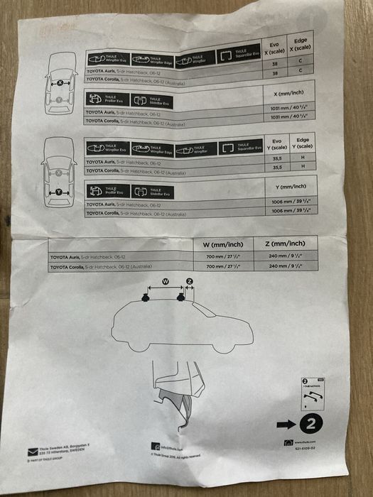 Thule Kit 145109 Фиксиращ кит за Toyota Auris/Corolla