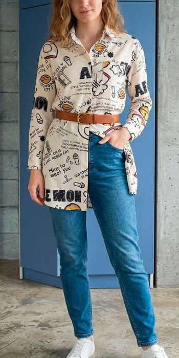 блуза-туника с ярким принтом