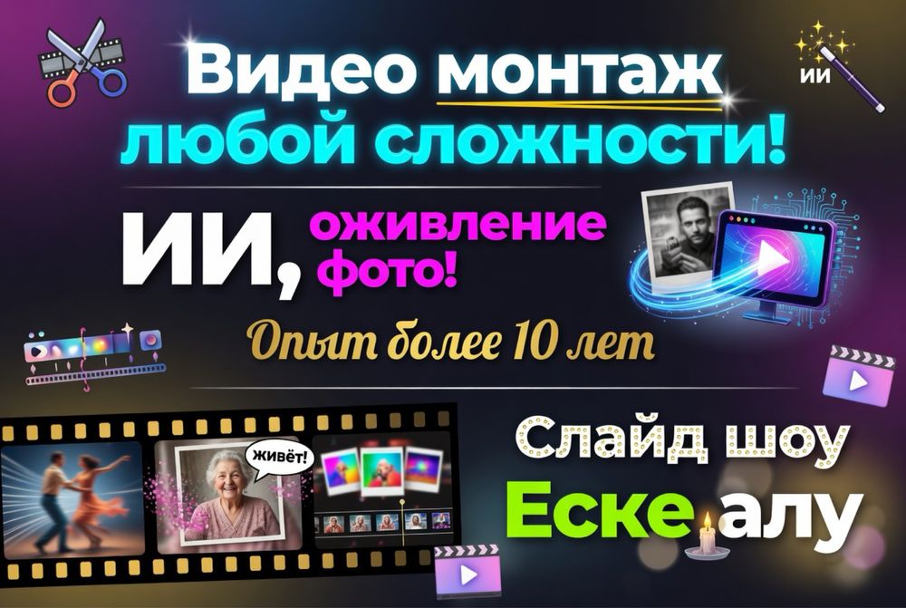 МОНТАЖ ВИДЕО, оживление фото! Недорого!!! Быстро!