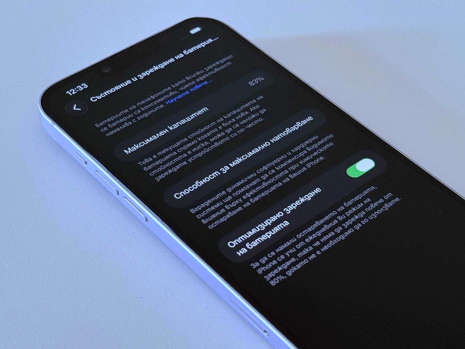 Бартер! Отличен! iPhone 14 Plus Midnight, Purple (Лилав) 83% Батерия.