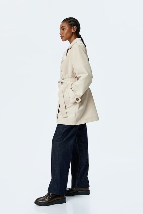 KOTON Trenci scurt cu cordon, Bej deschis, 40, 42, 44 (L, XL 2XL)