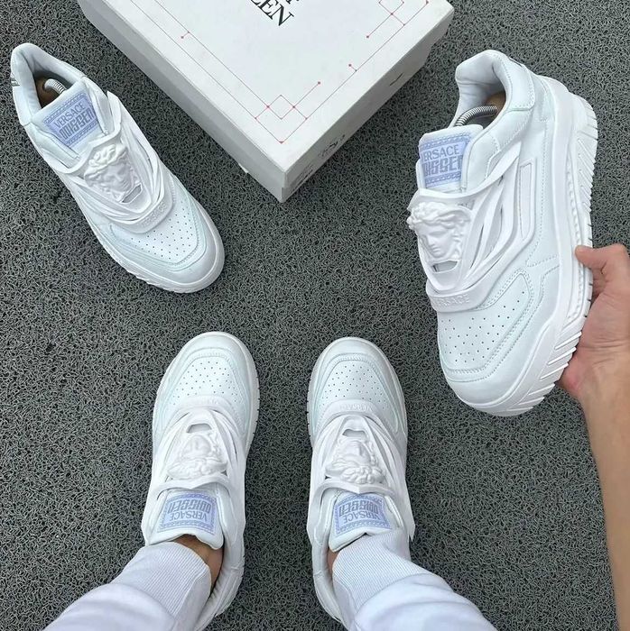 Adidași~sneakers high-top bărbați Versace Odissea White (săculeț de transport CADOU/Livrare cu verificare)