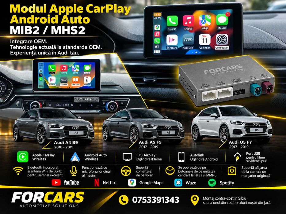 Modul Apple CarPlay Android Auto Wireless Audi A4 A5 Q5 2016–2019