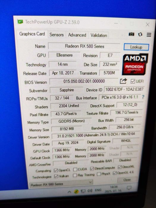 Sapphire Radeon RX 580 PULSE 8GB GDDR5 256-bit sigil pe surub