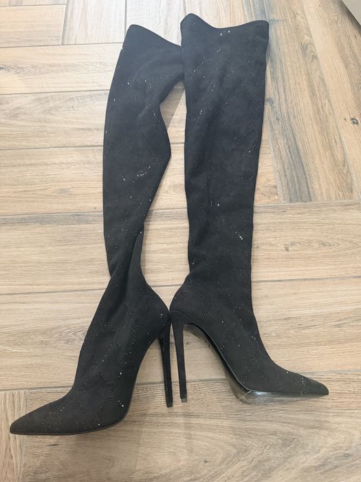 Черни чизми phillip plein с кристали